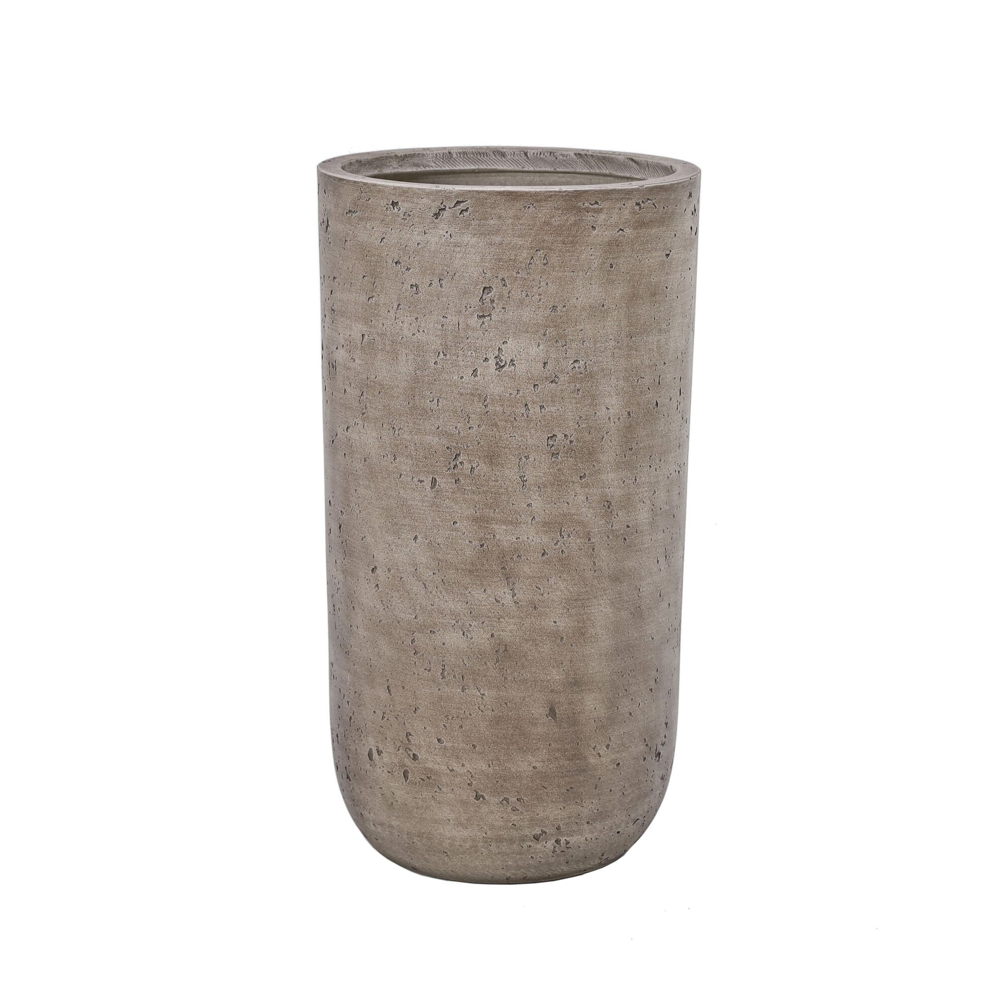 Hohe, runde Pflanzvase aus Beton