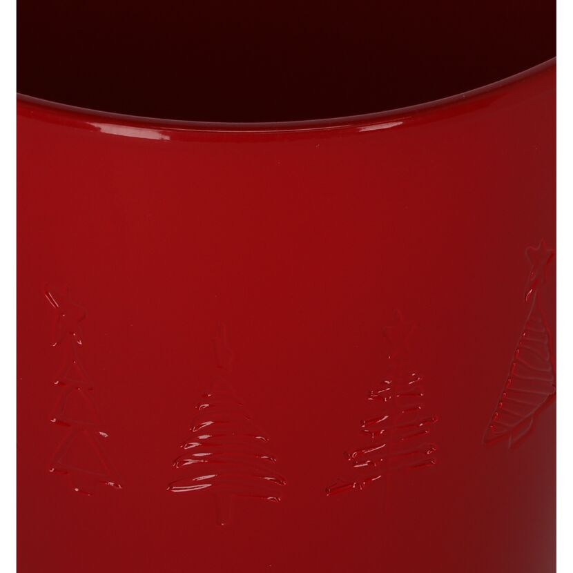 Roter Uebertopf mit Tannenbaum-Motiv