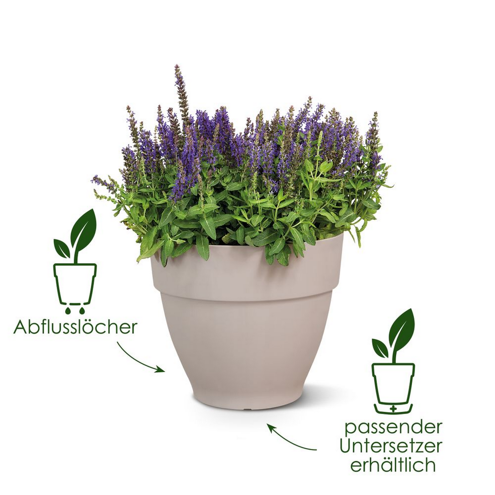 Pflanztopf 'Brussels' rund Ø 18 cm grün