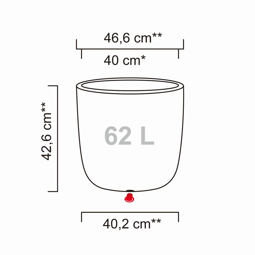 Pflanzgefäß 'Linetto' Stony Black Ø 46,6 x 42,6 cm
