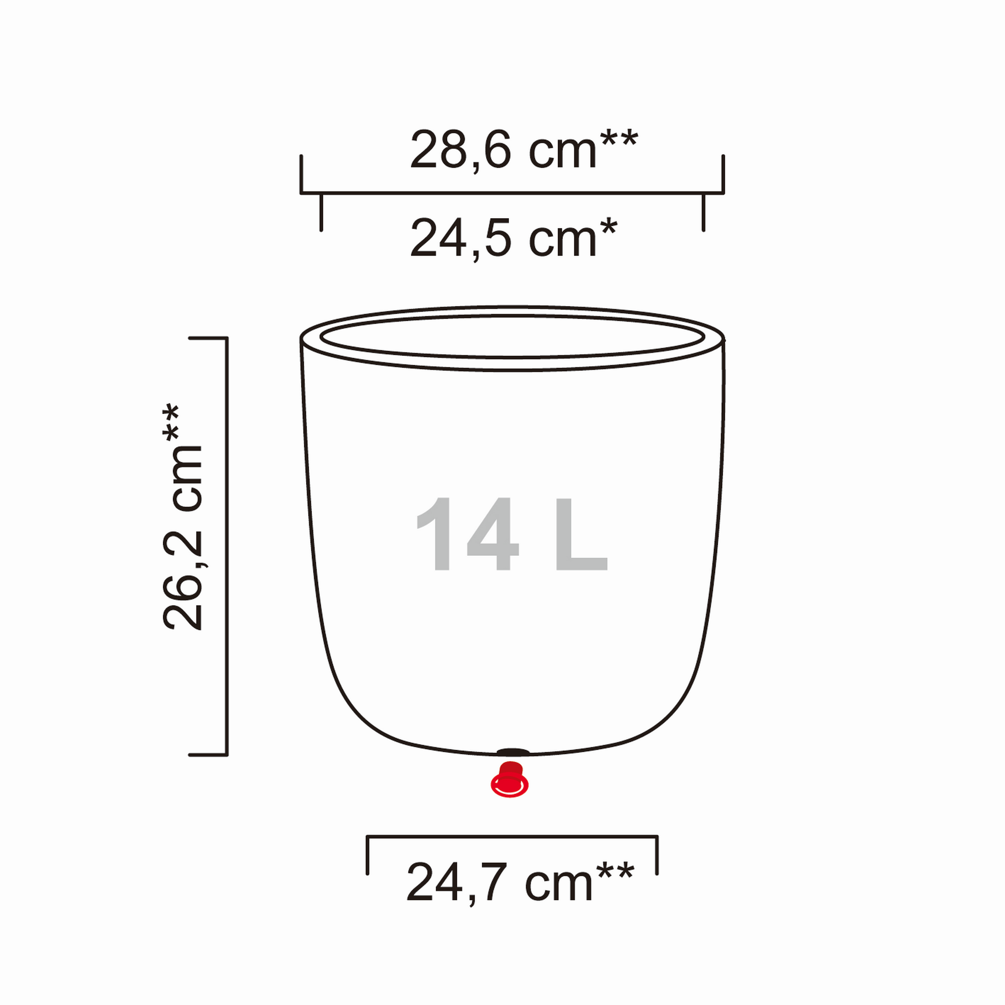 Pflanzgefäß 'Linetto' Stony Grey Ø 28,6 x 26,2 cm