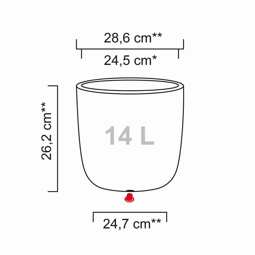 Pflanzgefäß 'Linetto' Stony Black Ø 28,6 x 26,2 cm