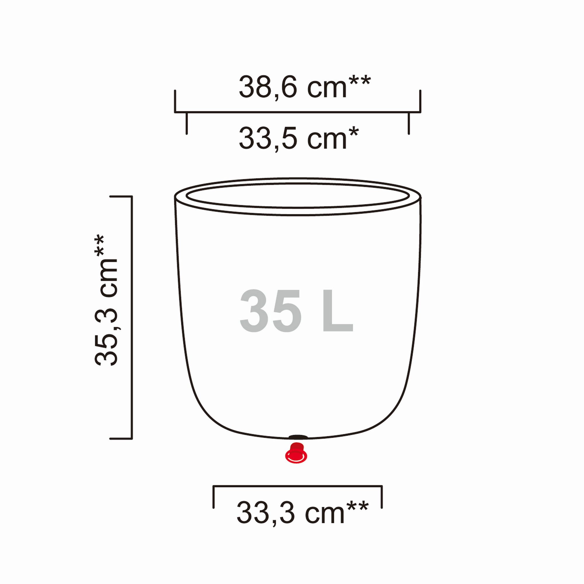 Pflanzgefäß 'Linetto' Stony Grey Ø 38,6 x 35,3 cm
