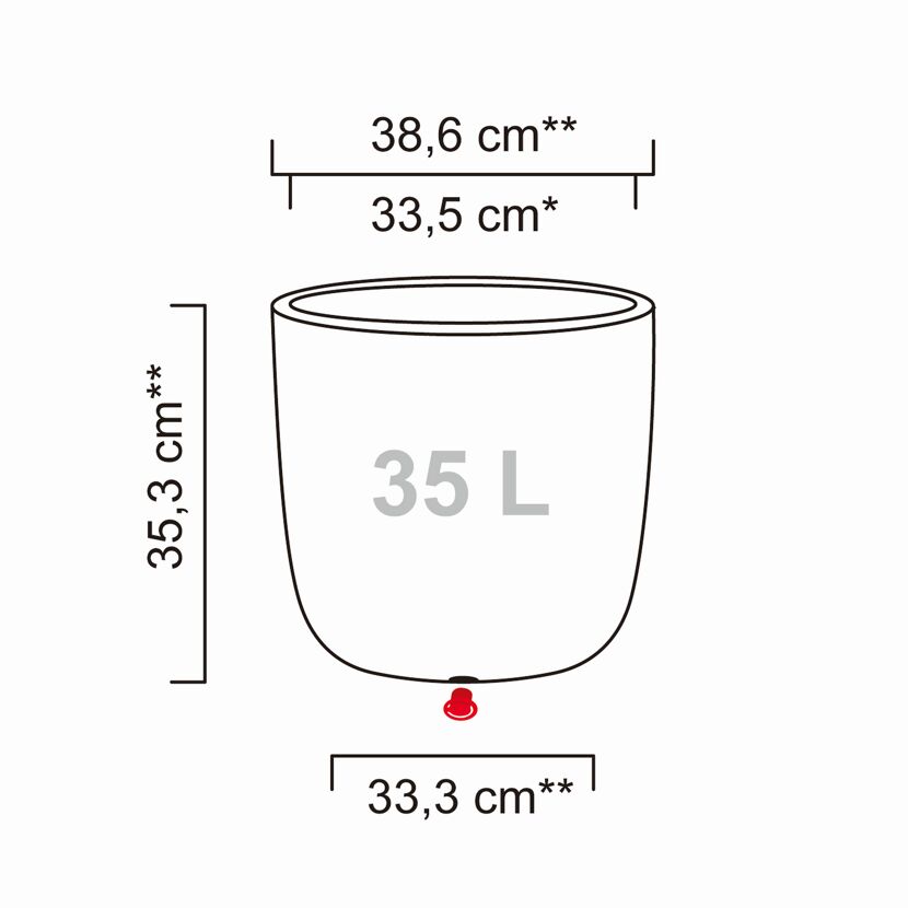 Pflanzgefäß 'Linetto' Stony Black Ø 38,6 x 35,3 cm