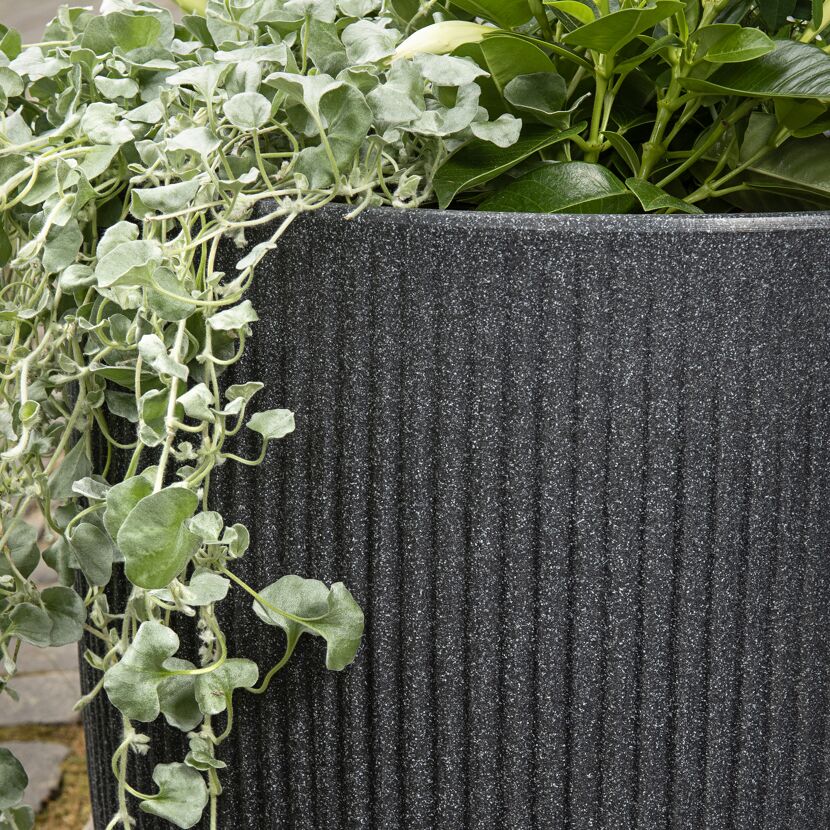 Pflanzgefäß 'Linetto' Stony Black Ø 38,6 x 35,3 cm