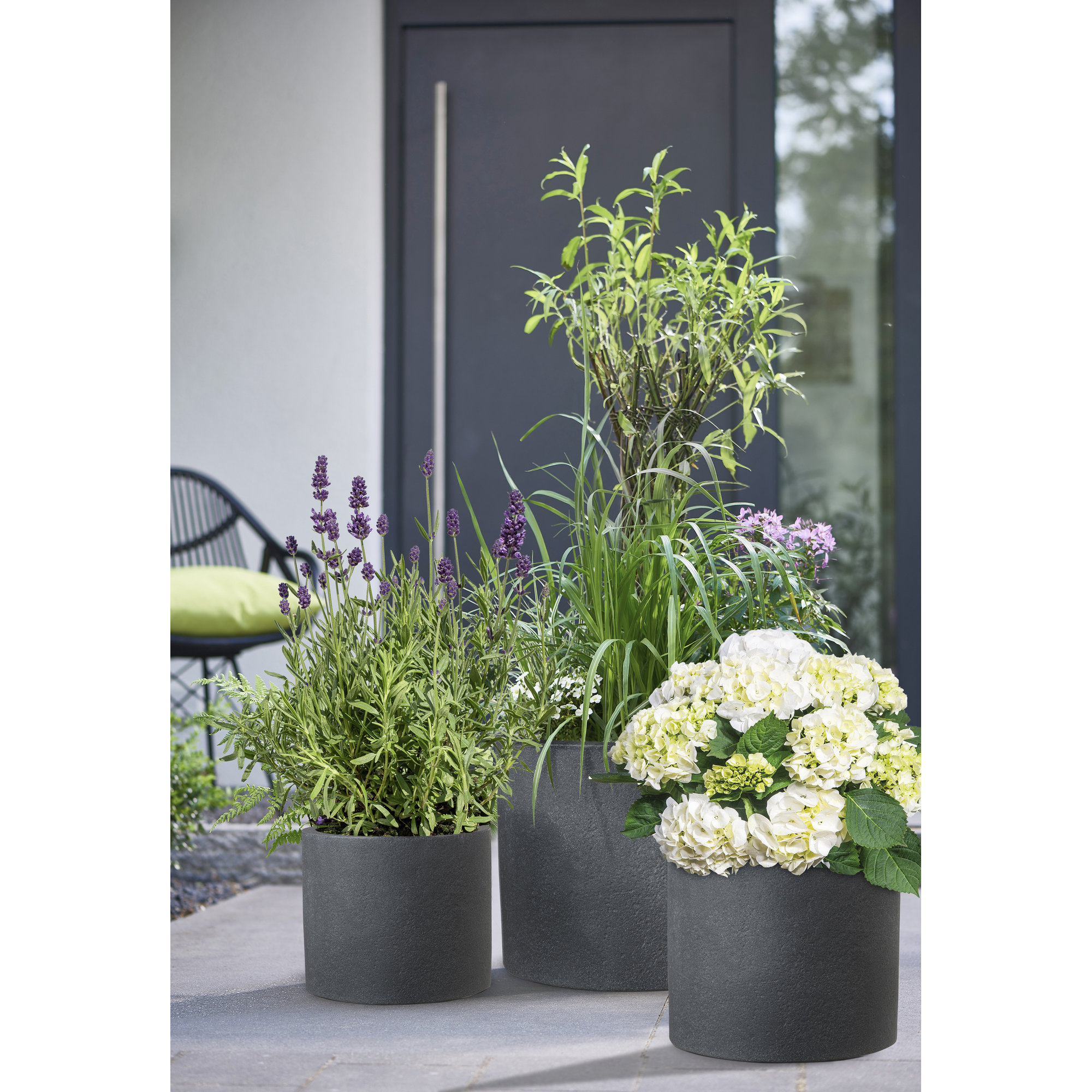 Pflanzgefäß 'Riva' Stony Black Ø 38,6 x 32 cm