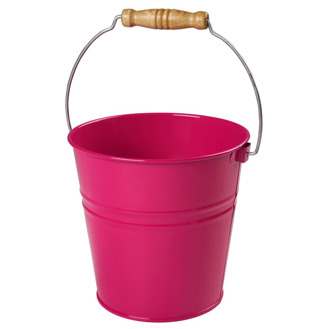 Pinker Deko-Metalleimer mit Henkel