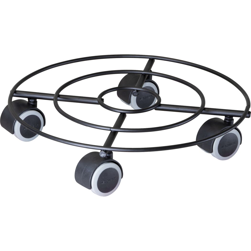 Runder Pflanzenroller mit Rollen, schwarz