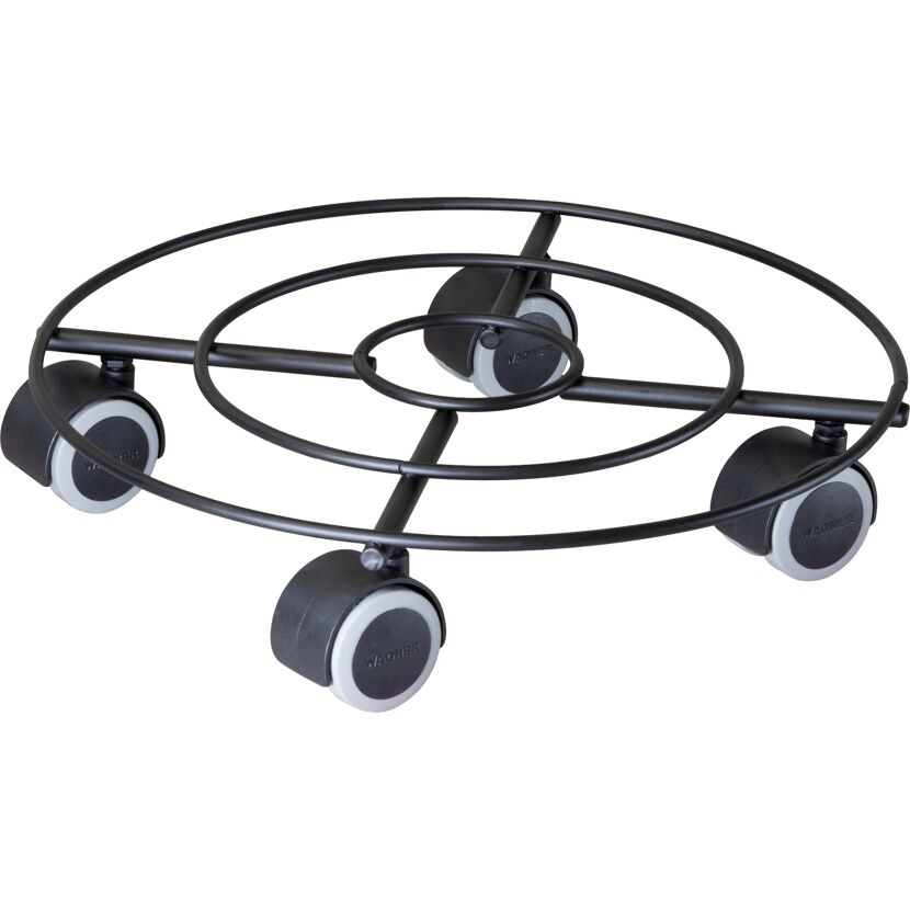 Runder Pflanzenroller mit Rollen, schwarz