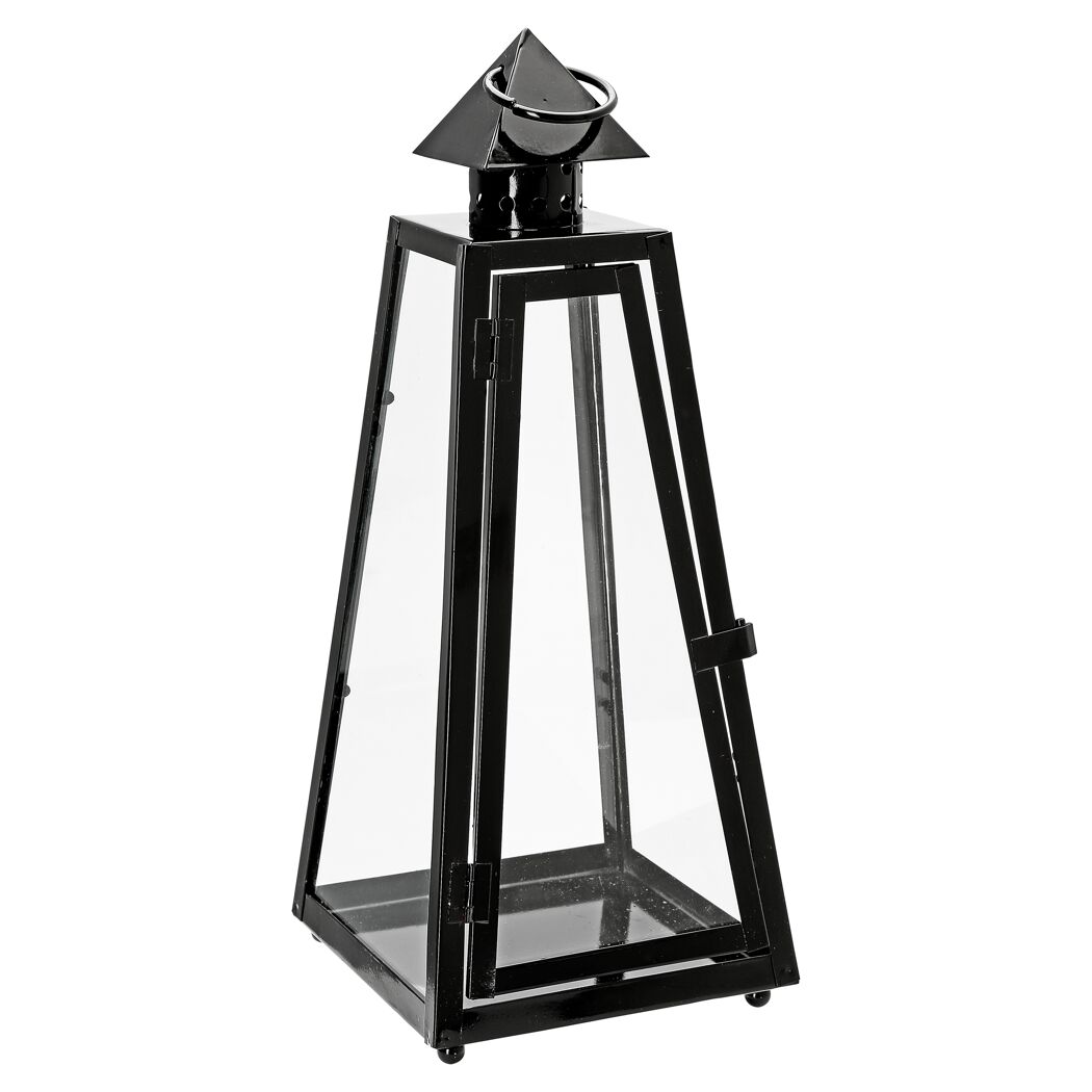 Schwarze Metall-Laterne in Pyramidenform