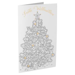 Weihnachtskarte 'Weihnachtsbaum zum Ausmalen' weiß mit Umschlag