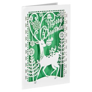 Lasercut-Weihnachtskarte 'Hirsch' grün mit Umschlag
