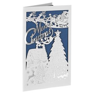 Lasercut-Weihnachtskarte 'Tannen' blau mit Umschlag