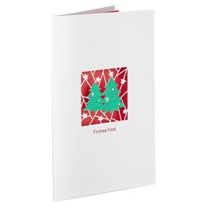 Lasercut-Weihnachtskarte 'Tanne mit Pailletten' weiß mit Umschlag