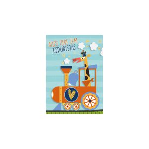 Mini-Grußkarte für Kinder zum Geburtstag Lokomotive