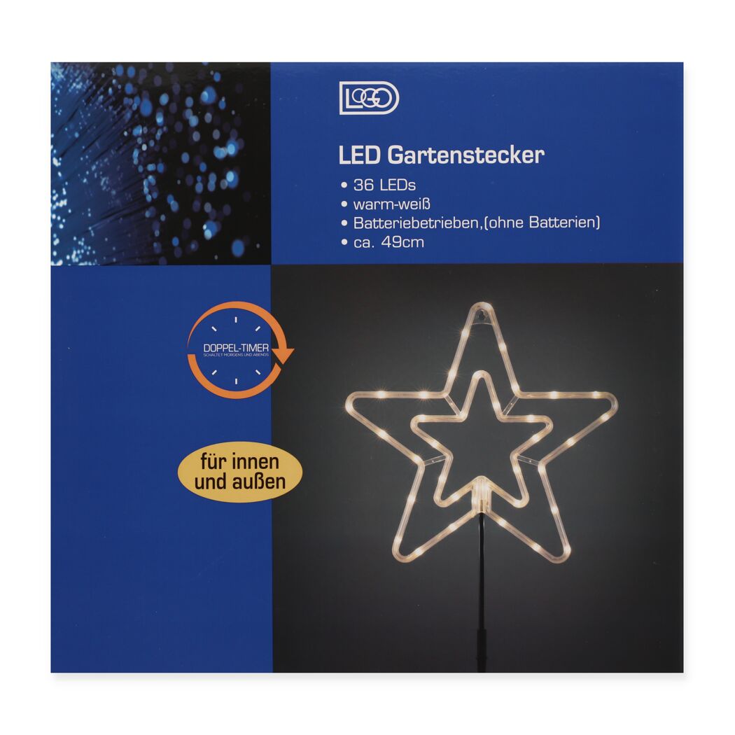 LED-Gartenstecker 'Stern' 36 LEDs warmweiß 32 x 49 cm