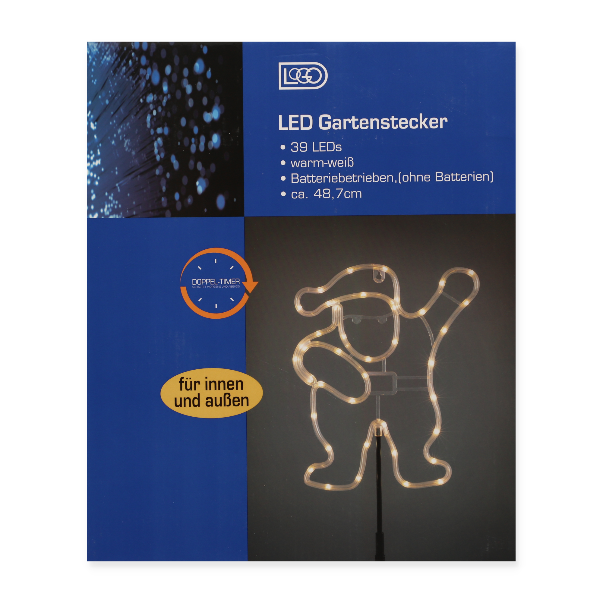 LED-Gartenstecker 'Santa' 39 LEDs warmweiß 26 x 48,7 cm + product picture