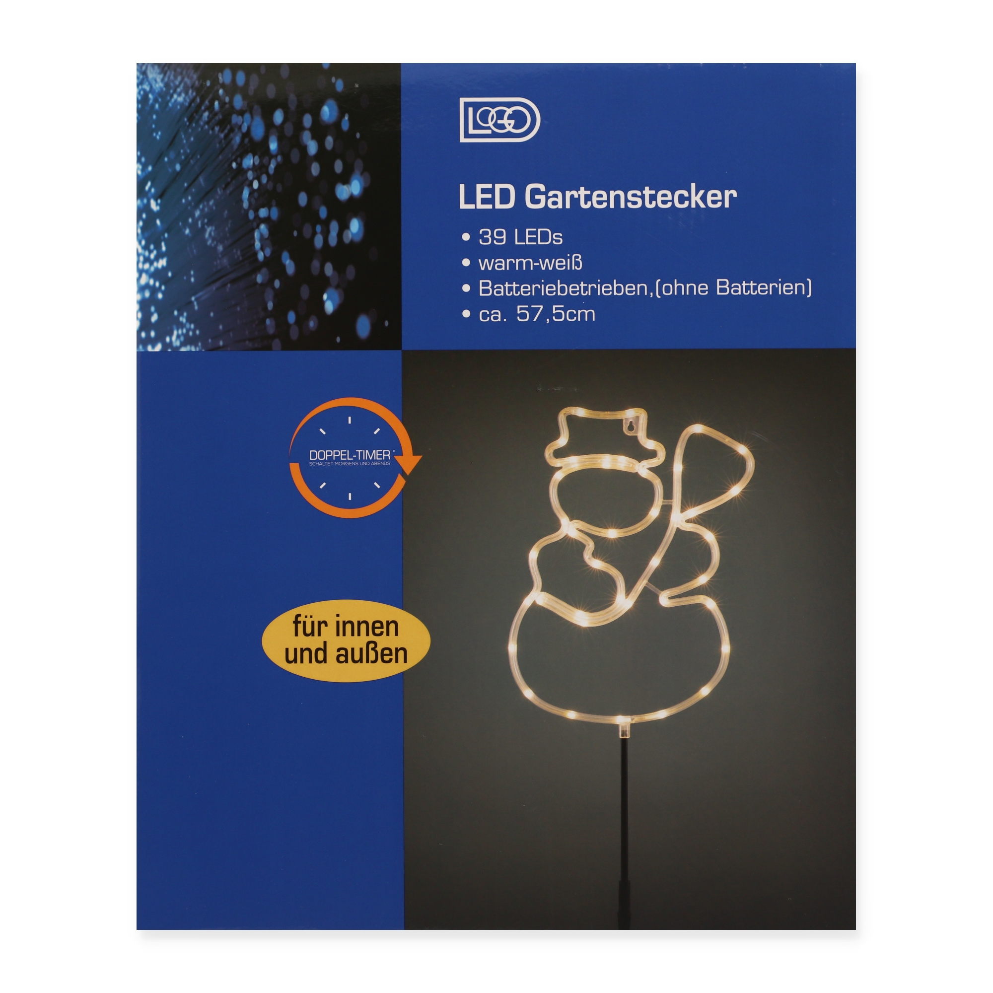 LED-Gartenstecker 'Schneemann' 39 LEDs warmweiß 22,3 x 57,5 cm + product picture