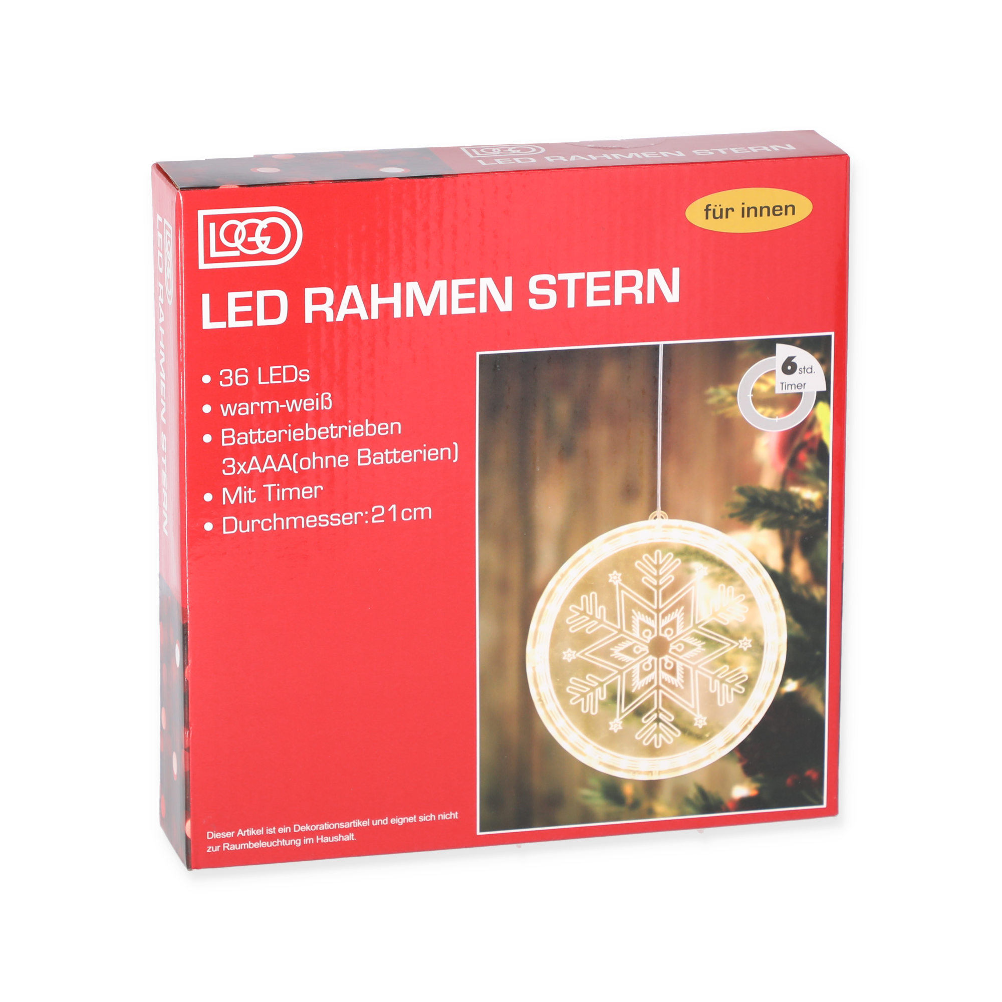 LED-Fensterbild 'Stern' 36 LEDs warmweiß Ø 21 cm + product picture