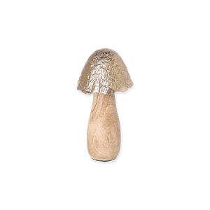 Dekofigur Pilz Mangoholz/Aluminium gold Ø 9,5 x 18 cm