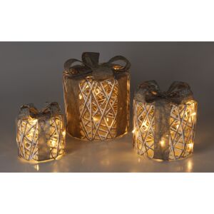 LED-Dekogeschenk 3 Stück warmweiß 30 x 30 x 30 cm