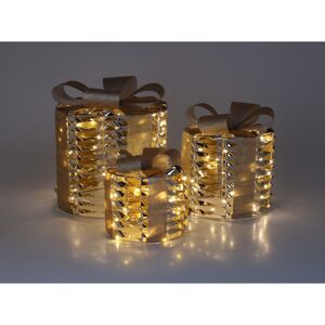 LED-Dekogeschenk 3 Stück warmweiß 30 x 30 x 30 cm