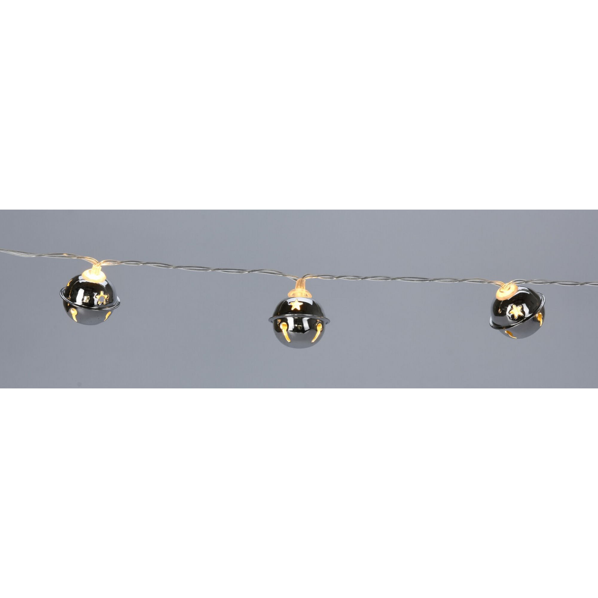 Silberne LED-Lichterkette mit Glocken