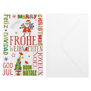 Weihnachtskarte 'Frohe Weihnachten' mehrfarbig mit Umschlag