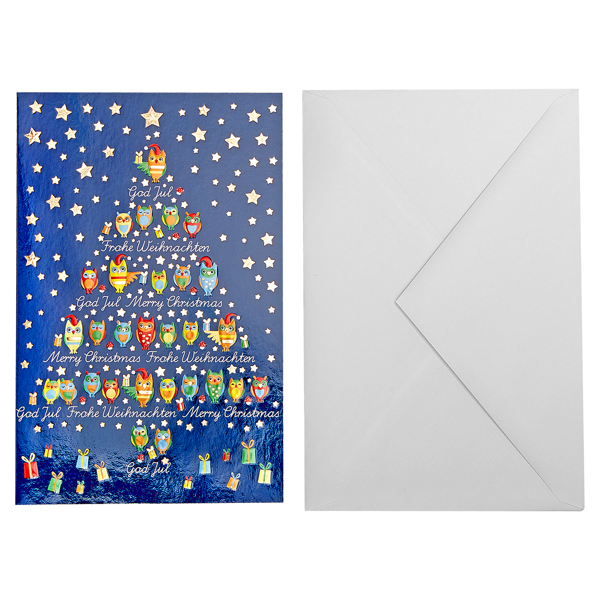 Weihnachtskarte blau/rot mit Umschlag + product picture