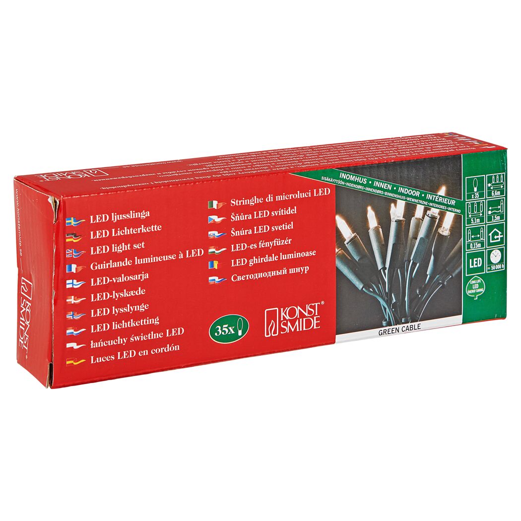 Grüne LED-Lichterkette mit 35 Lichtern in Verpackung