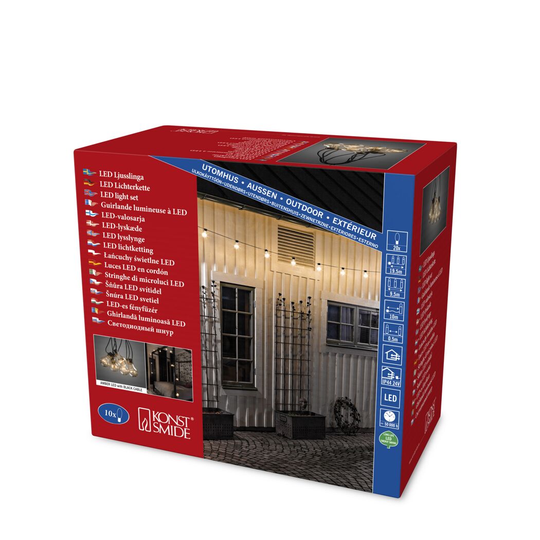 LED-Biergartenkette 10 LEDs bernsteinfarben 450 cm