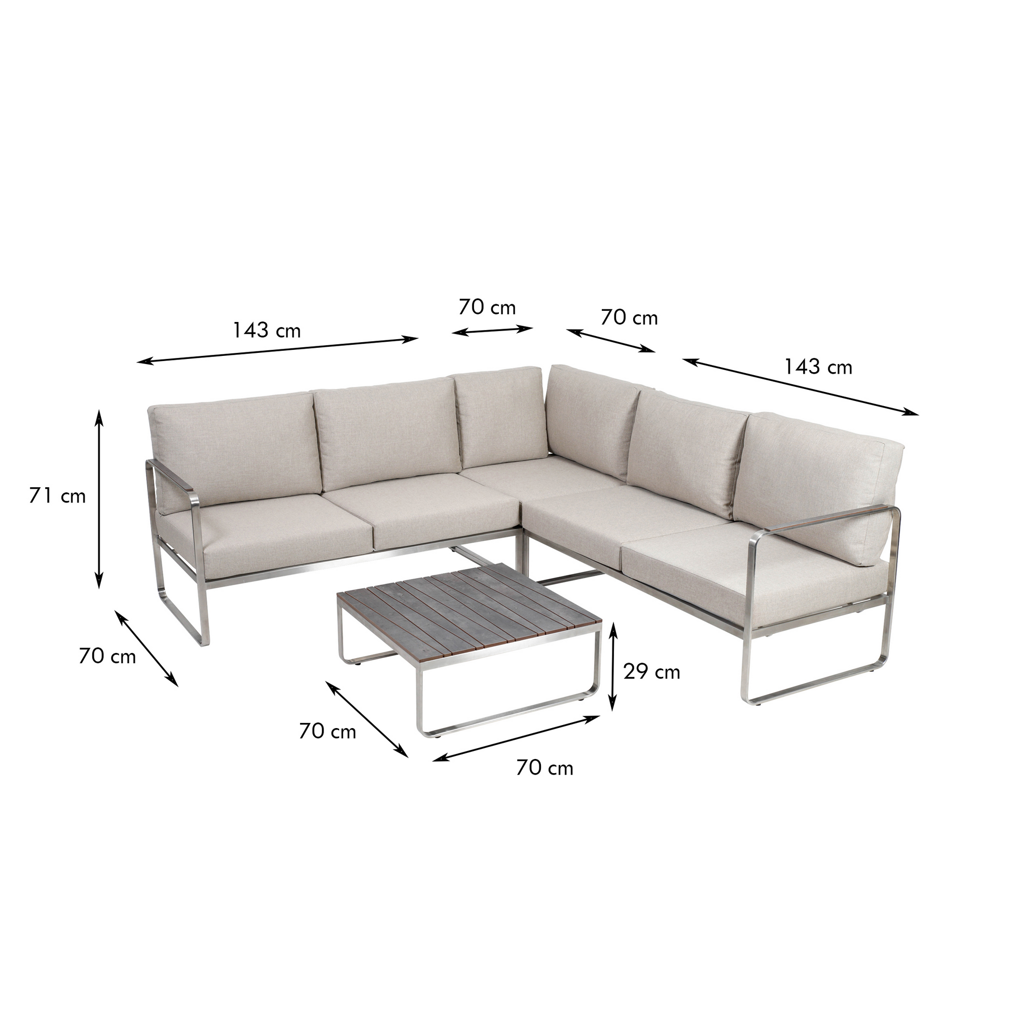 Lounge-Set 'Sydney' Edelstahl beige 4-teilig + product picture