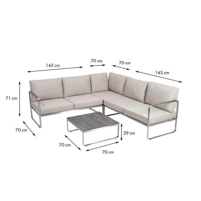 greemotion lounge set sydney edelstahl beige 4 teilig