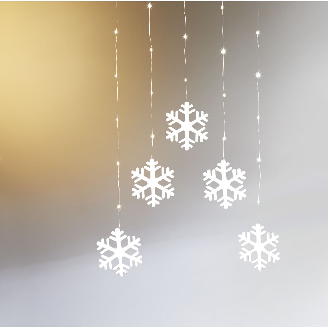 LED-Lichtervorhang 'Schneeflocke' 52 LEDs warmweiß 150 cm