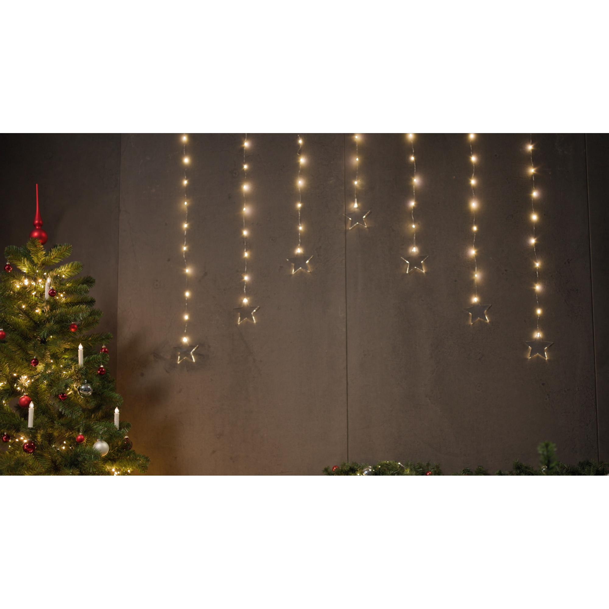 LED-Lichtervorhang 'Stern' 52 LEDs warmweiß 150 cm
