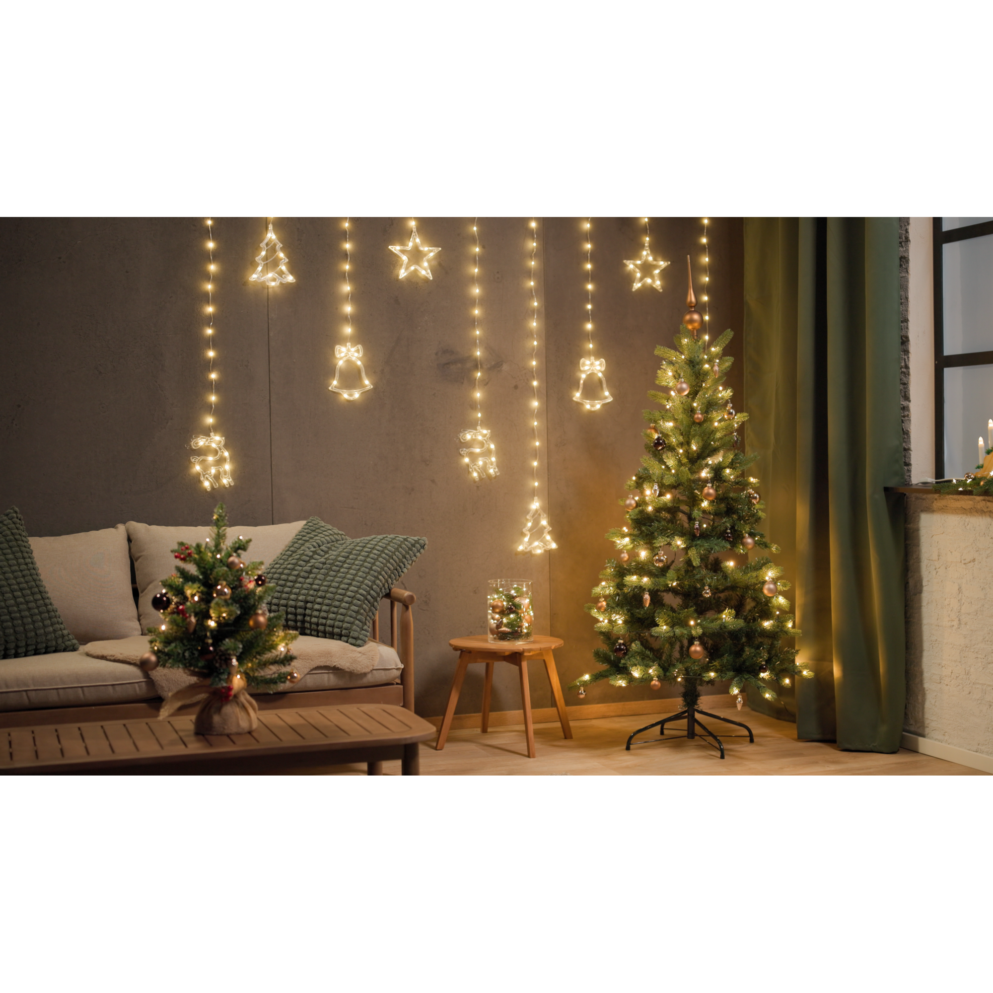 LED-Lichtervorhang 196 LEDs warmweiß 200 cm