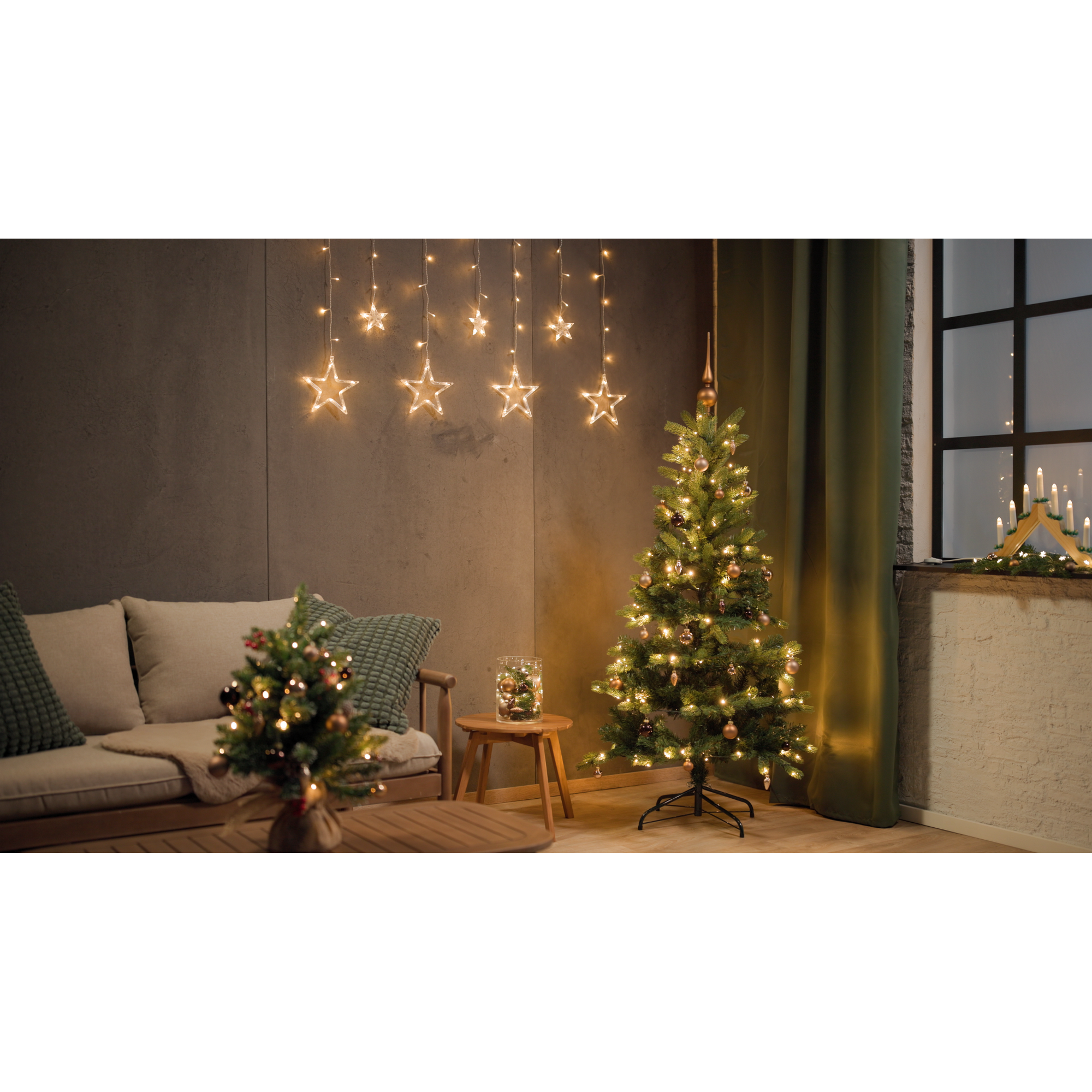 LED-Lichtervorhang 'Stern' 84 LEDs warmweiß 120 cm