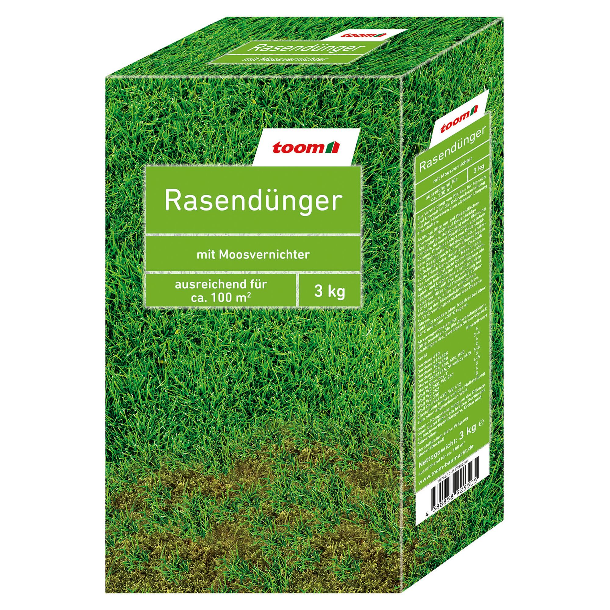 toom Rasendünger mit Moosvernichter, 3 kg für 100 m²