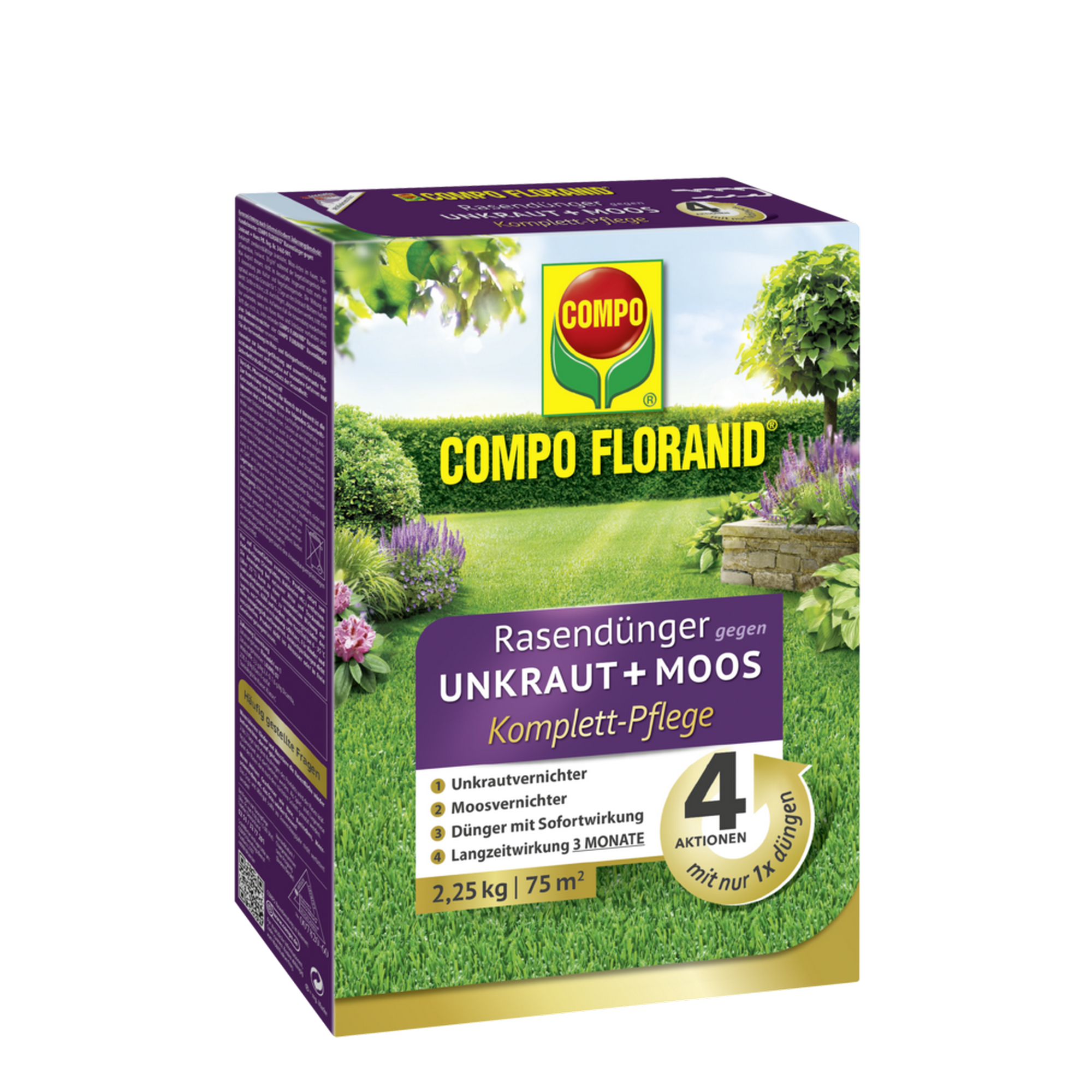 Floranid Rasendünger gegen Unkraut + Moos Komplettpflege 2,25 kg + product picture