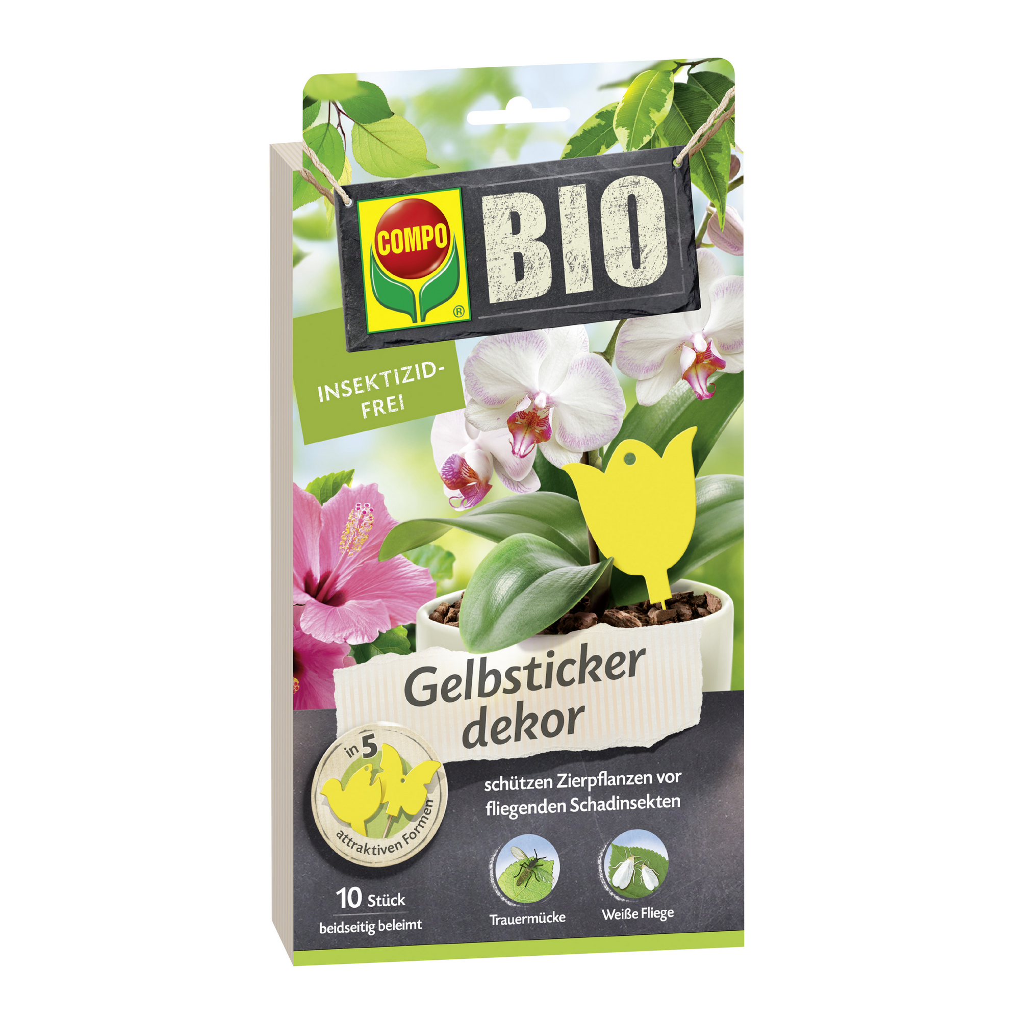 Bio-Gelbsticker mit Dekor 10 Stück + product picture