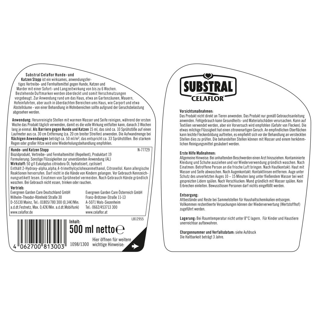 Vertreibe- und Fernhaltemittel 'Hunde & Katzen-Stopp' 500 ml