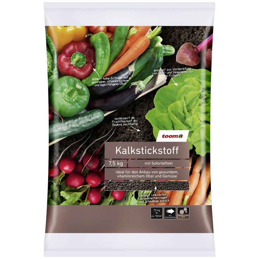 Toom Kalkstickstoff Dünger mit Gemüse und Obst