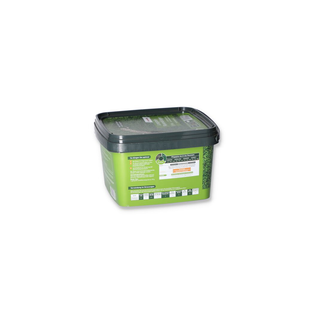 Grüne Dose mit Rasendünger