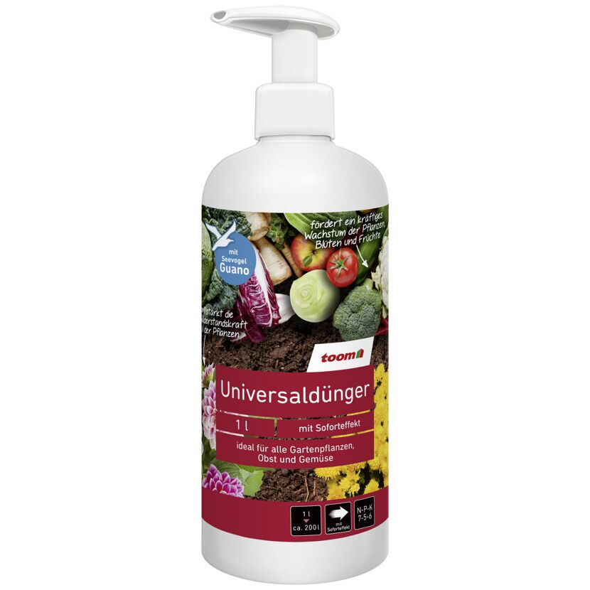Toom Universaldünger 1l Flasche mit Gemüse und Blumen