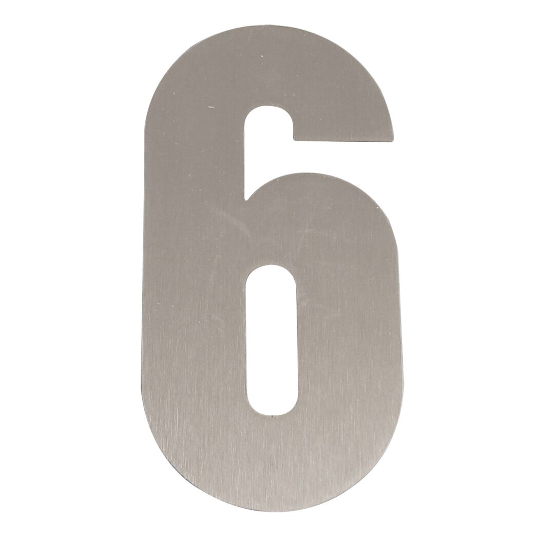 Hausnummer '6' Edelstahl 16 cm