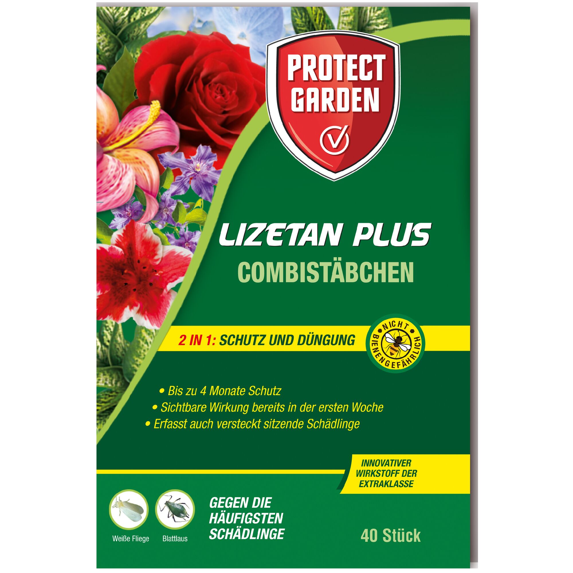 Lizetan Plus Combistäbchen Verpackung mit Blumen