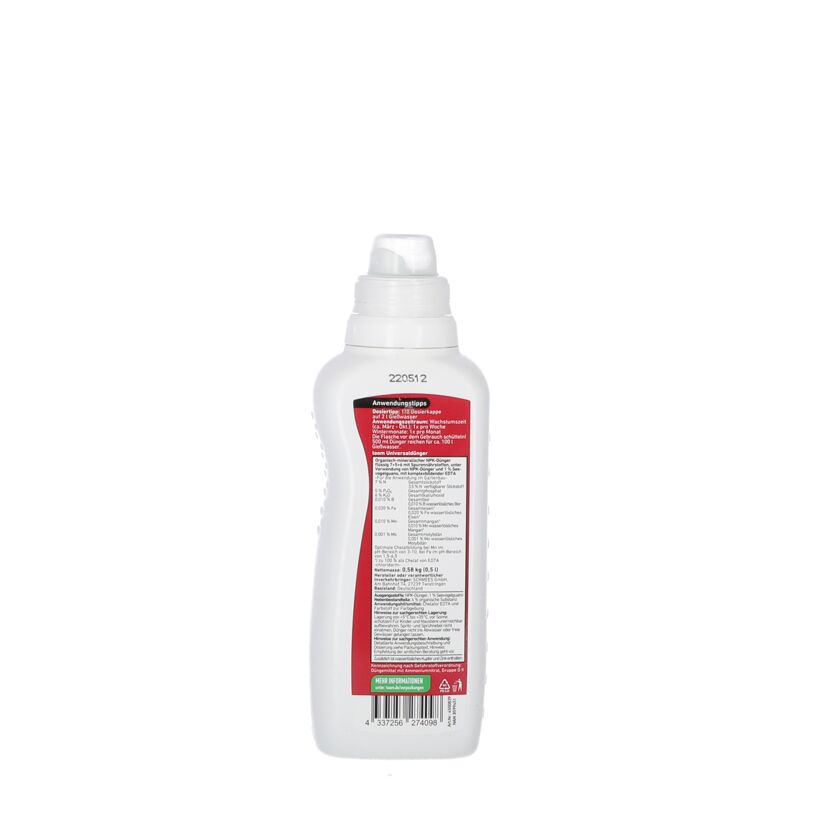 Rückseite der Flasche Toom Universaldünger