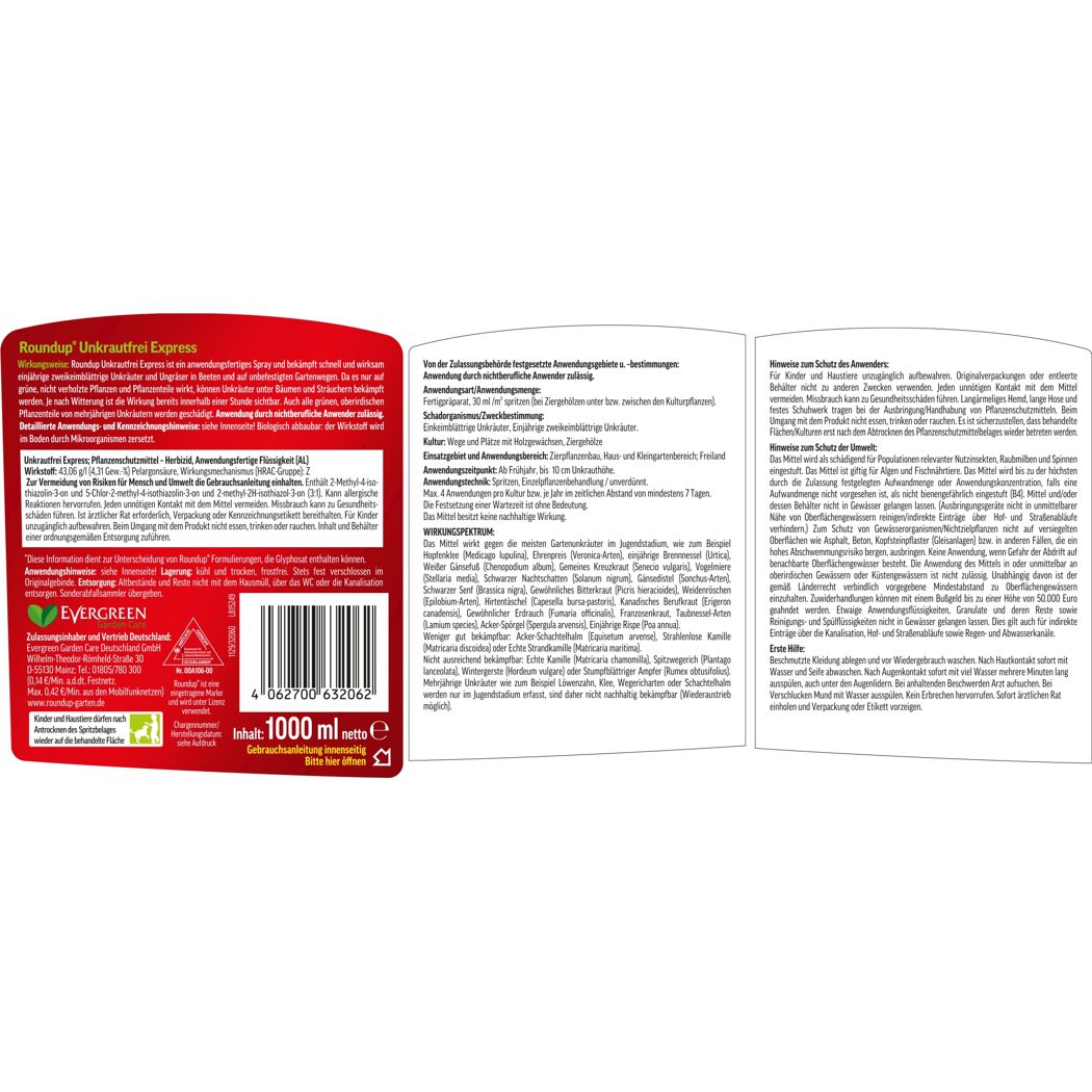 Roundup Unkrautfrei Express 1000ml Flasche
