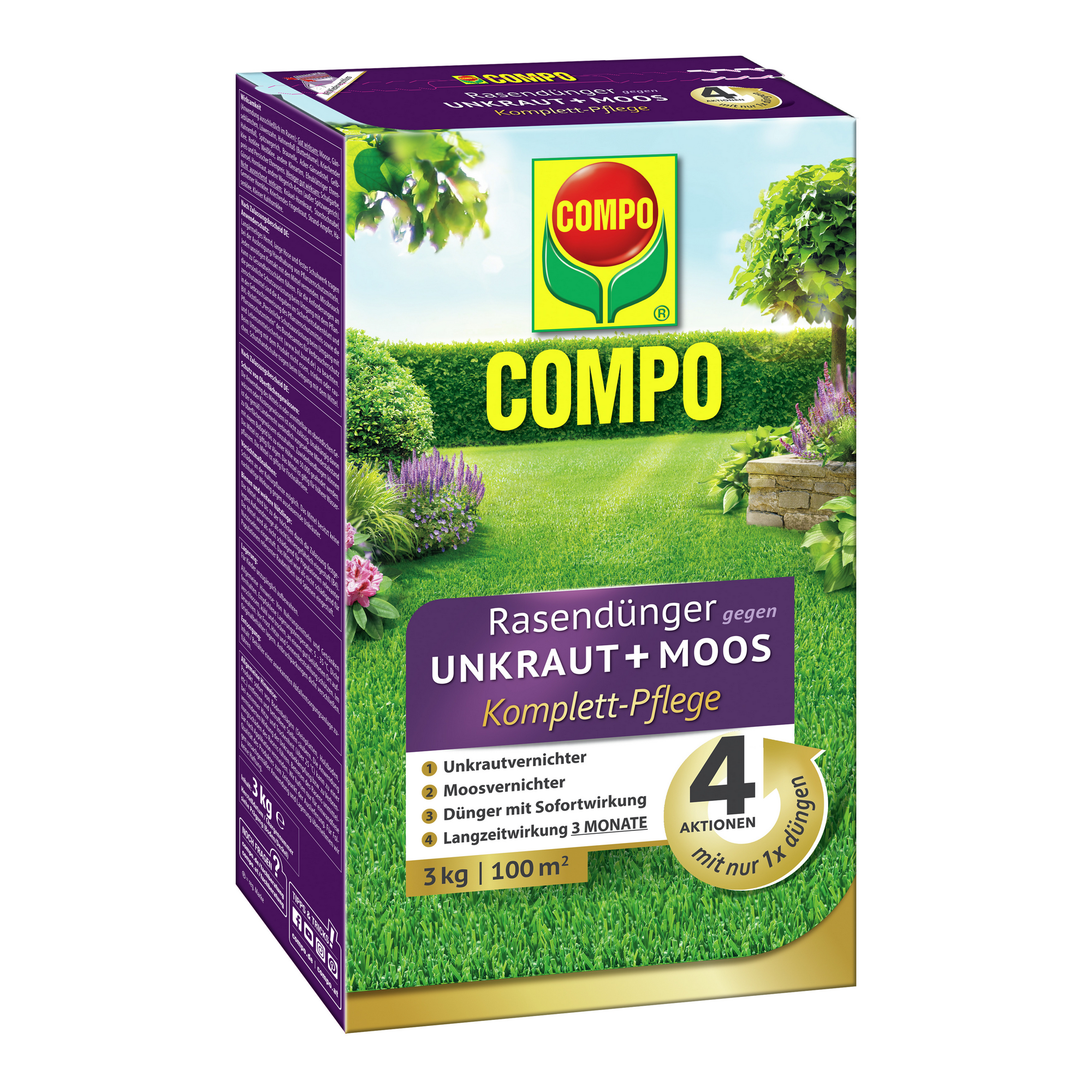 COMPO Rasendünger gegen Unkraut + Moos Komplettpflege 3 kg + product picture