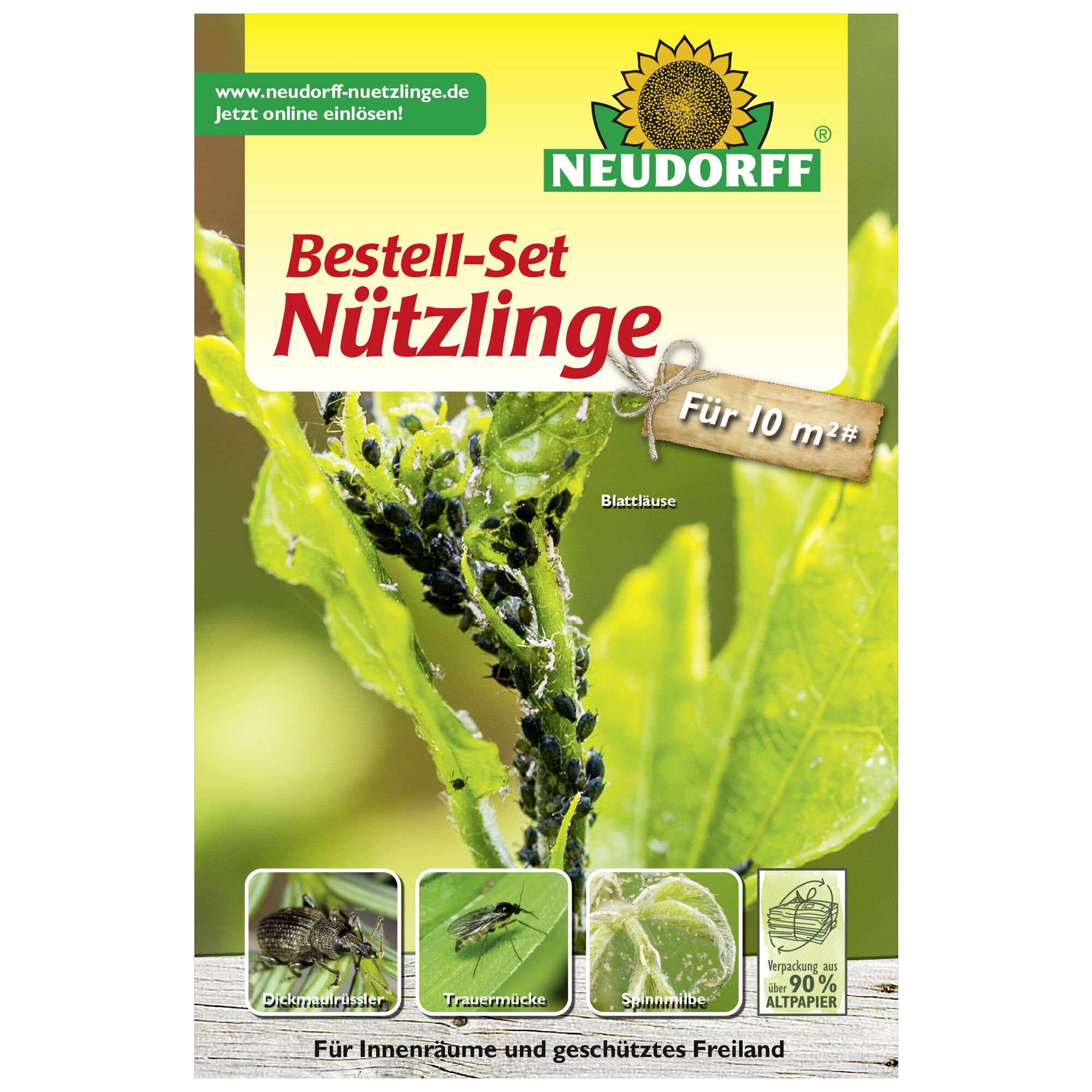 Neudorff Bestell-Set Nützlinge für 10 m² gegen Blattläuse, Dickmaulrüssler, Trauermücken, Spinnmilben